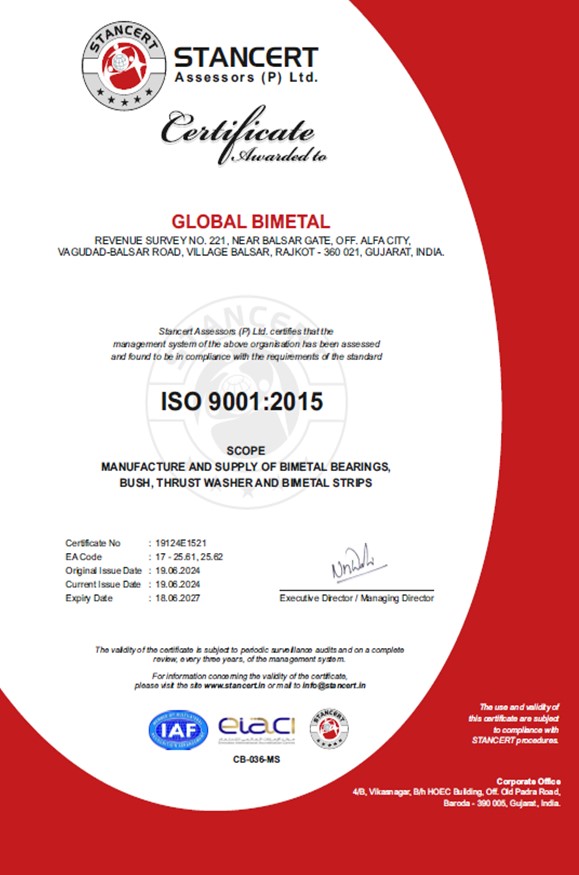 Global Bimetal - ISO 9001-2015 Certificate